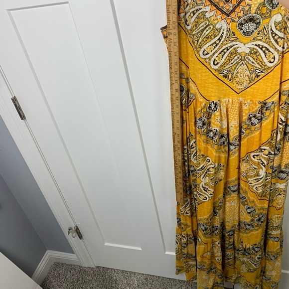 Soft Surroundings LARGE Indha Maxi Dress Yellow Embroidered Beads Boho - Picture 11 of 12